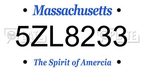 5ZL8233 Massachusetts License Plate