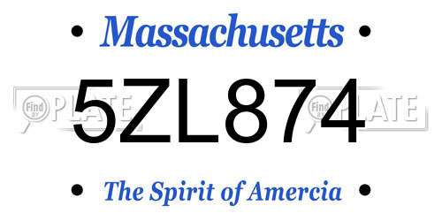 5ZL874 Massachusetts License Plate