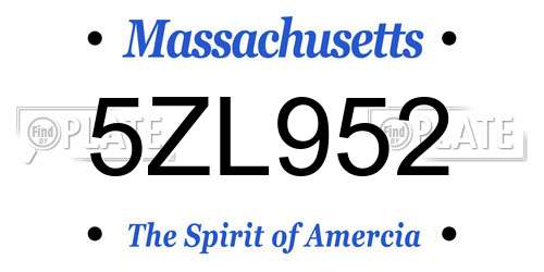 5ZL952 Massachusetts License Plate