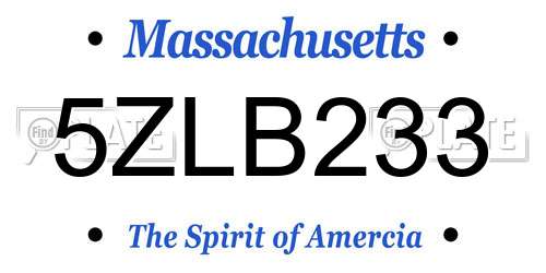 5ZLB233 Massachusetts License Plate