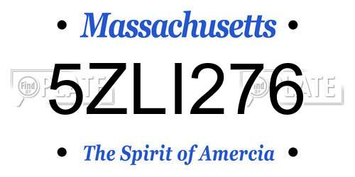 5ZLI276 Massachusetts License Plate