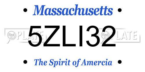 5ZLI32 Massachusetts License Plate
