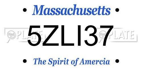 5ZLI37 Massachusetts License Plate