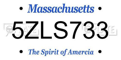 5ZLS733 Massachusetts License Plate