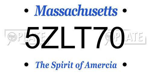 5ZLT70 Massachusetts License Plate