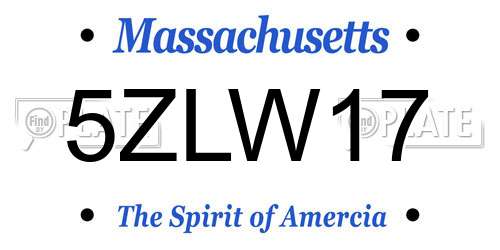 5ZLW17 Massachusetts License Plate