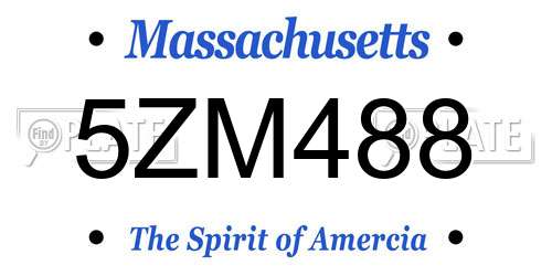 5ZM488 Massachusetts License Plate