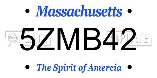 5ZMB42 Massachusetts License Plate