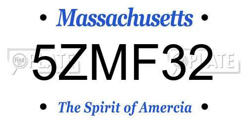 5ZMF32 Massachusetts License Plate