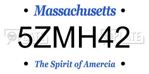 5ZMH42 Massachusetts License Plate