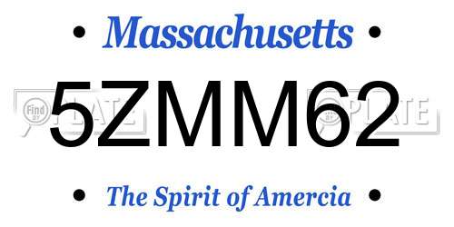 5ZMM62 Massachusetts License Plate