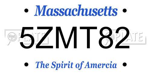 5ZMT82 Massachusetts License Plate
