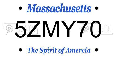 5ZMY70 Massachusetts License Plate