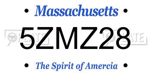 5ZMZ28 Massachusetts License Plate