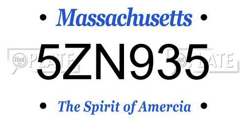 5ZN935 Massachusetts License Plate
