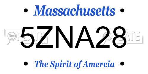 5ZNA28 Massachusetts License Plate