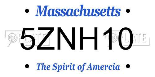 5ZNH10 Massachusetts License Plate