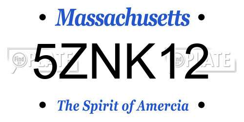 5ZNK12 Massachusetts License Plate