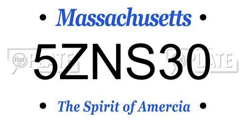 5ZNS30 Massachusetts License Plate