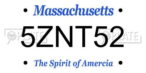 5ZNT52 Massachusetts License Plate