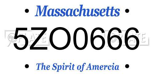 5ZO0666 Massachusetts License Plate