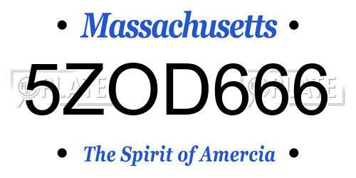 5ZOD666 Massachusetts License Plate