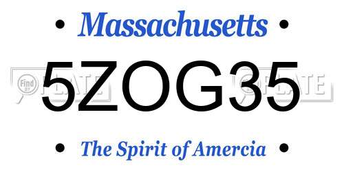 5ZOG35 Massachusetts License Plate