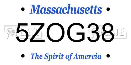 5ZOG38 Massachusetts License Plate