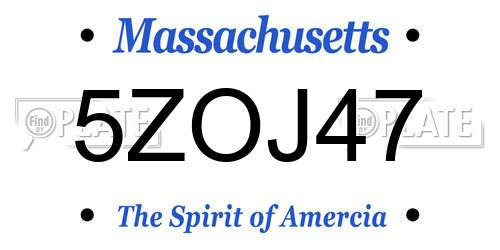 5ZOJ47 Massachusetts License Plate