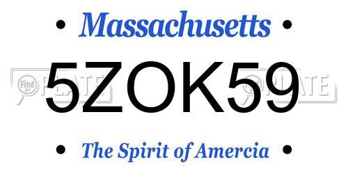 5ZOK59 Massachusetts License Plate