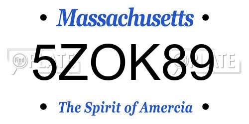 5ZOK89 Massachusetts License Plate
