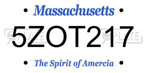5ZOT217 Massachusetts License Plate