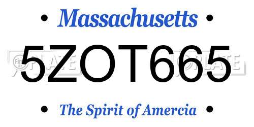5ZOT665 Massachusetts License Plate