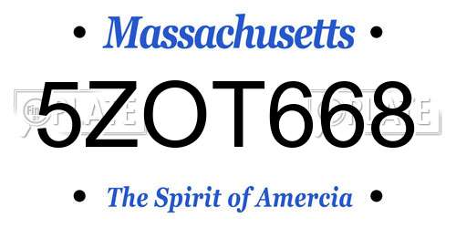 5ZOT668 Massachusetts License Plate