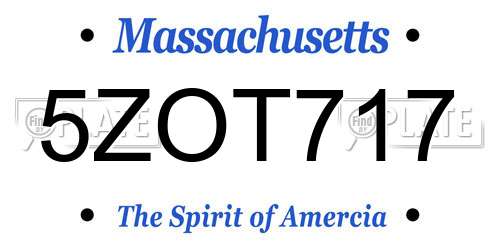 5ZOT717 Massachusetts License Plate
