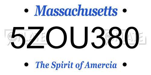 5ZOU380 Massachusetts License Plate