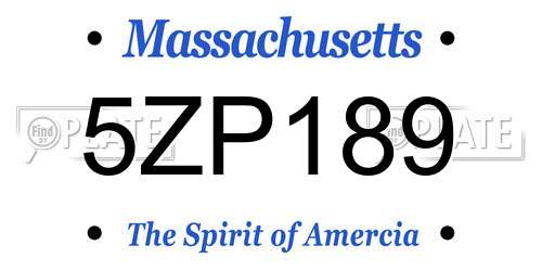 5ZP189 Massachusetts License Plate