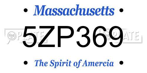 5ZP369 Massachusetts License Plate