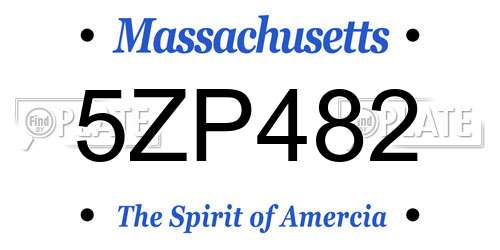 5ZP482 Massachusetts License Plate