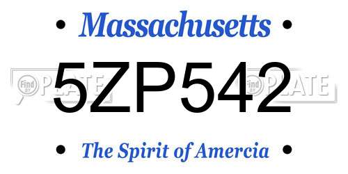 5ZP542 Massachusetts License Plate