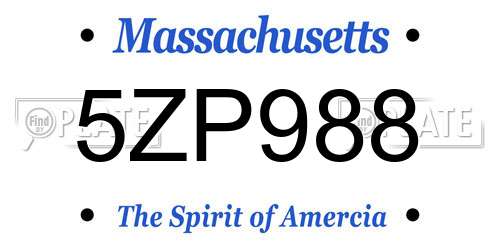 5ZP988 Massachusetts License Plate