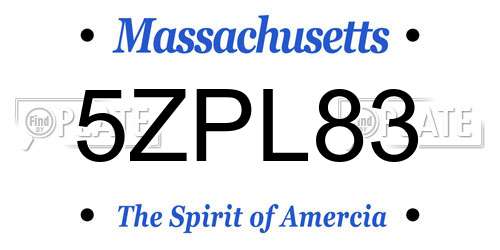 5ZPL83 Massachusetts License Plate