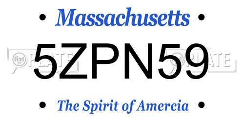 5ZPN59 Massachusetts License Plate
