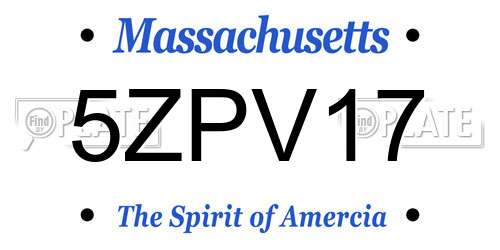 5ZPV17 Massachusetts License Plate