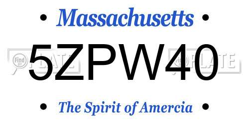 5ZPW40 Massachusetts License Plate