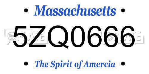 5ZQ0666 Massachusetts License Plate