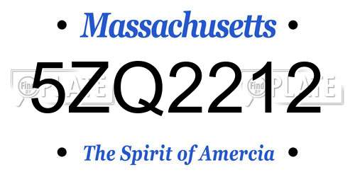 5ZQ2212 Massachusetts License Plate