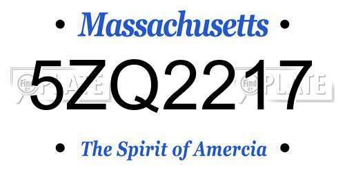 5ZQ2217 Massachusetts License Plate