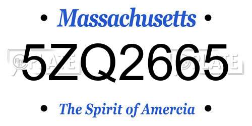 5ZQ2665 Massachusetts License Plate