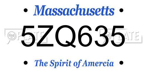5ZQ635 Massachusetts License Plate